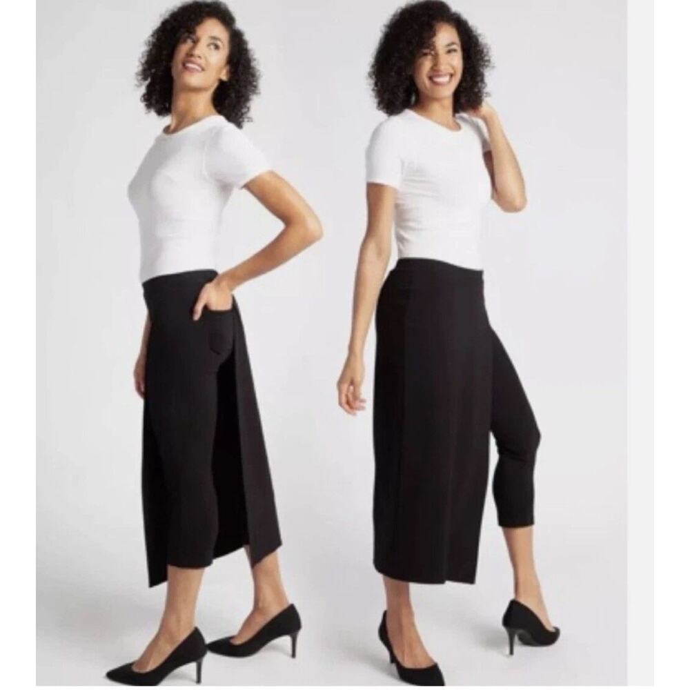 New Betabrand Black The Sassiest Capri Cropped Overlay Pants Size Medium Petite
